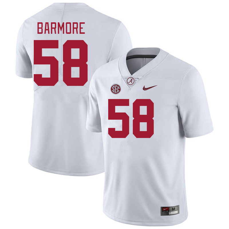 #58 Christian Barmore Alabama Crimson Tide Jerseys Football Stitched-White